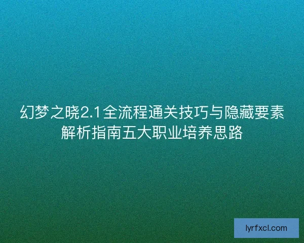 幻梦之晓2.1全流程通关技巧与隐藏要素解析指南五大职业培养思路